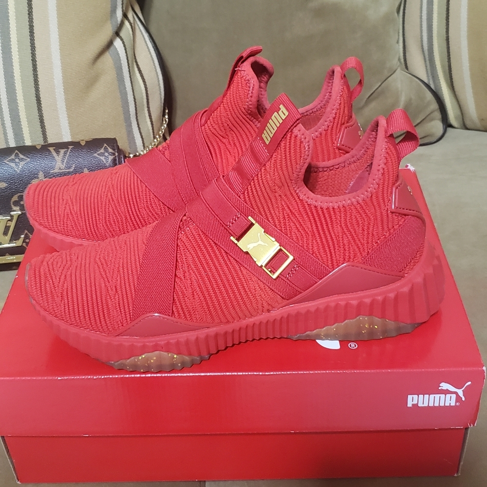 Red Puma Defy Mid Varsity